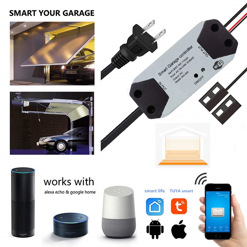Tuya Smart Wifi Garage Controller, Garage Door Opener Works With Google Home