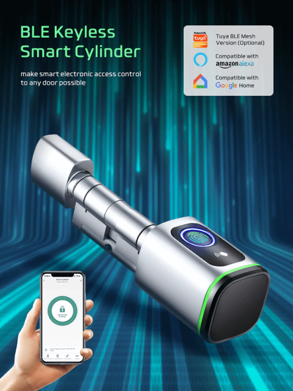 Smart Fingerprint Cylinder Lock Bluetooth Lock S1 works with Tuya Smart-P1