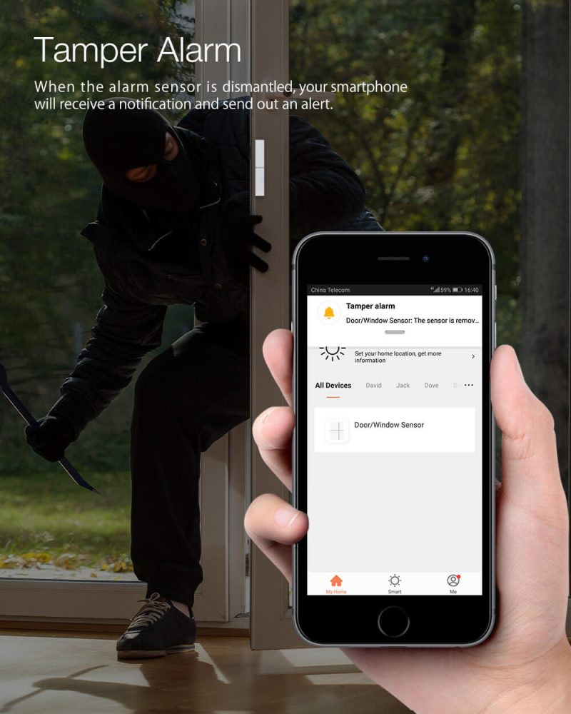 Smart WiFi Door Window Alarm Sensor-D210W-P3