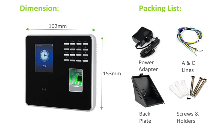 ZK3969-Face Time Attendance and Access Control-Connection Diagram